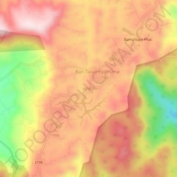 Mapa topográfico Khao Kho, altitud, relieve