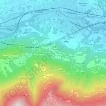 Mapa topográfico Tignai, altitud, relieve