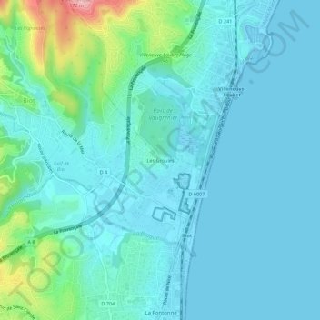 Mapa topográfico Les Groules, altitud, relieve