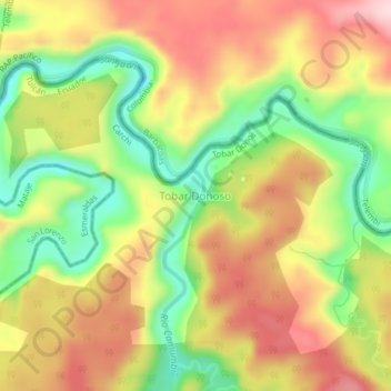 Mapa topográfico Tobar Donoso, altitud, relieve