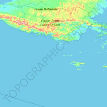 Mapa topográfico Pulau Yaan, altitud, relieve