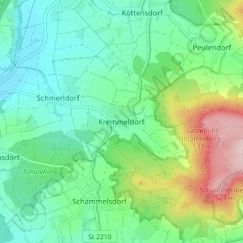 Mapa topográfico Kremmeldorf, altitud, relieve