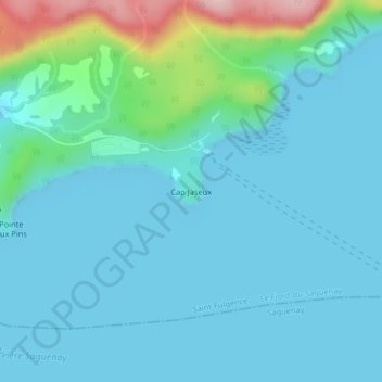 Mapa topográfico Cap Jaseux, altitud, relieve