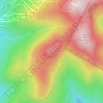 Mapa topográfico Bone Mountain, altitud, relieve