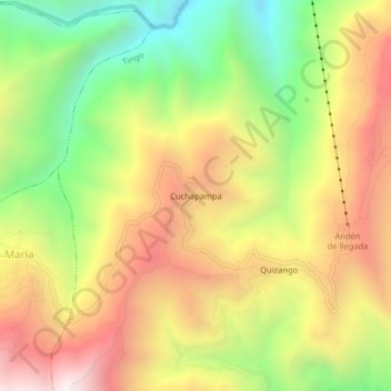 Mapa topográfico Cuchapampa, altitud, relieve