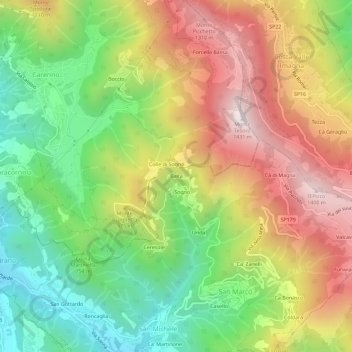 Mapa topográfico Baita, altitud, relieve
