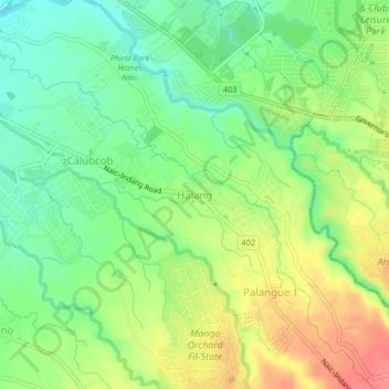 Mapa topográfico Halang, altitud, relieve