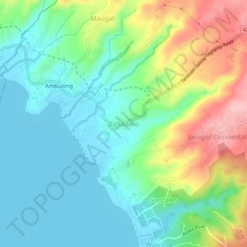 Mapa topográfico Bañadero, altitud, relieve