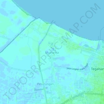 Mapa topográfico Muarareja, altitud, relieve
