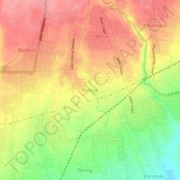 Mapa topográfico Belega, altitud, relieve