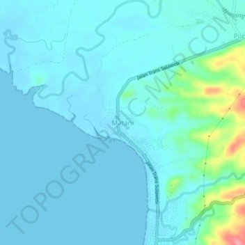 Mapa topográfico Matani, altitud, relieve