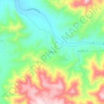 Mapa topográfico Tassila, altitud, relieve