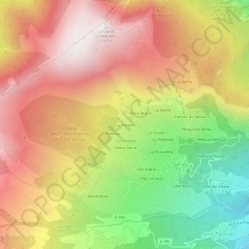 Mapa topográfico La Tuvière, altitud, relieve