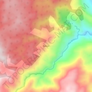 Mapa topográfico Bolívar, altitud, relieve