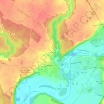 Mapa topográfico La Pinoterie, altitud, relieve