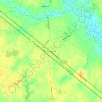 Mapa topográfico Disputanta, altitud, relieve
