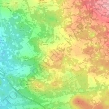 Mapa topográfico Selina, altitud, relieve