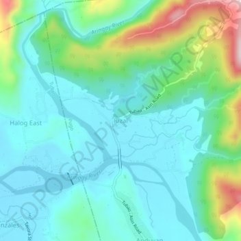 Mapa topográfico Rizal, altitud, relieve