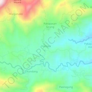 Mapa topográfico Hantara, altitud, relieve
