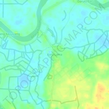 Mapa topográfico Kota Lama, altitud, relieve