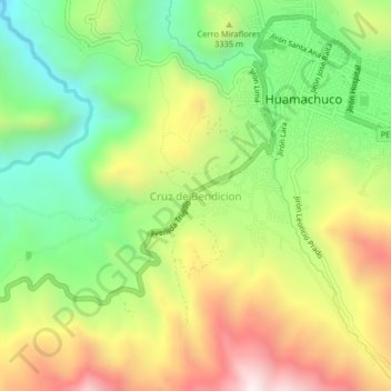 Mapa topográfico Cruz de Bendicion, altitud, relieve