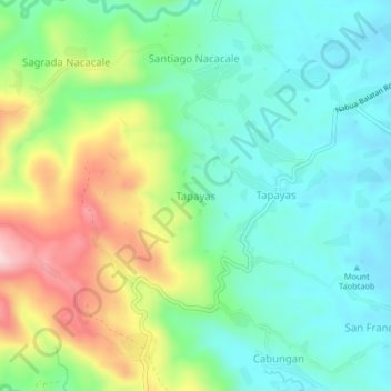 Mapa topográfico Tapayas, altitud, relieve