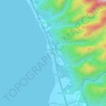 Mapa topográfico San Agustin, altitud, relieve