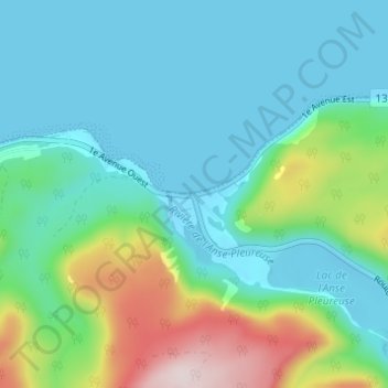 Mapa topográfico L'Anse-Pleureuse, altitud, relieve