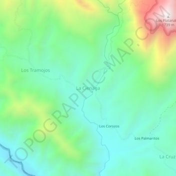 Mapa topográfico La Cienaga, altitud, relieve