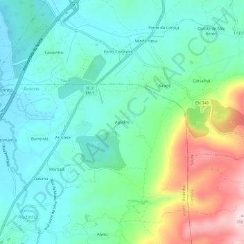 Mapa topográfico Agudos, altitud, relieve