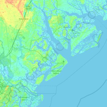 Mapa topográfico Corn Island, altitud, relieve
