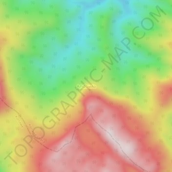 Mapa topográfico Andowia, altitud, relieve