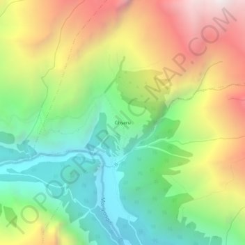 Mapa topográfico Ghyaru, altitud, relieve