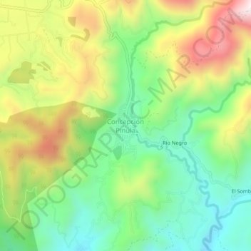 Mapa topográfico Concepción Pinula, altitud, relieve