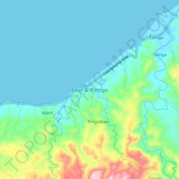 Mapa topográfico Leon B. Postigo, altitud, relieve