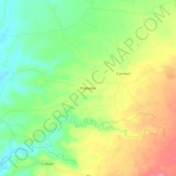 Mapa topográfico Poblador, altitud, relieve
