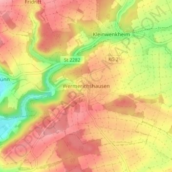 Mapa topográfico Wermerichshausen, altitud, relieve