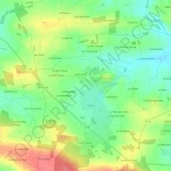 Mapa topográfico Le Pont Bily, altitud, relieve
