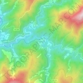 Mapa topográfico Barriosa, altitud, relieve