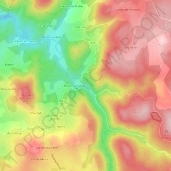 Mapa topográfico Le Montal, altitud, relieve
