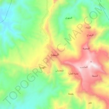 Mapa topográfico As Sudah, altitud, relieve