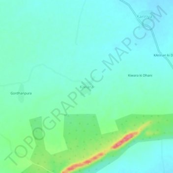 Mapa topográfico Kiwara, altitud, relieve