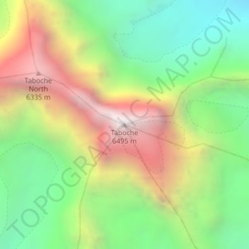 Mapa topográfico Taboche, altitud, relieve