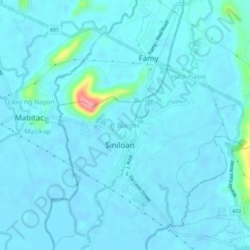 Mapa topográfico P. Burgos, altitud, relieve
