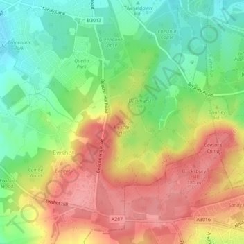 Mapa topográfico Beacon Hill, altitud, relieve