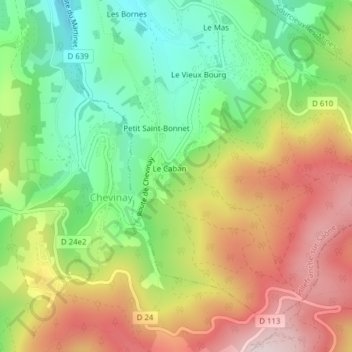 Mapa topográfico Le Caban, altitud, relieve
