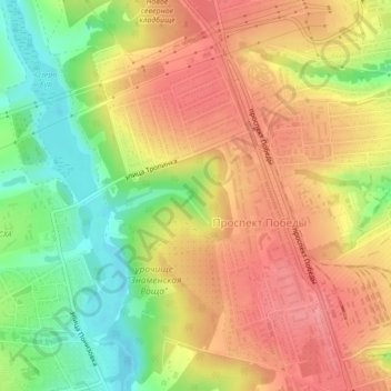 Mapa topográfico землянка, altitud, relieve