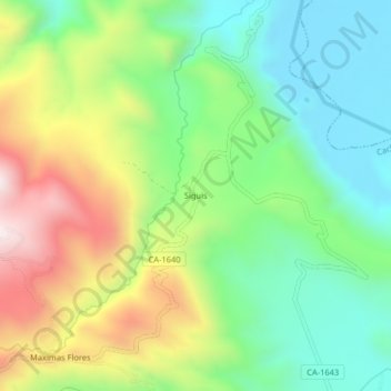 Mapa topográfico Siguis, altitud, relieve