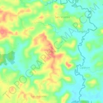 Mapa topográfico Gogon, altitud, relieve