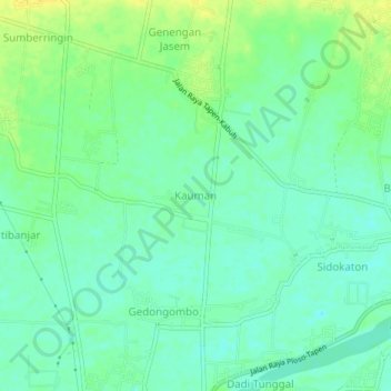 Mapa topográfico Kauman, altitud, relieve